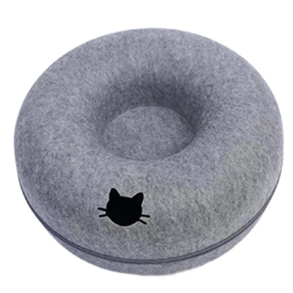 Felt Donut Cat Tunnel Bed – Comfort Meets Play