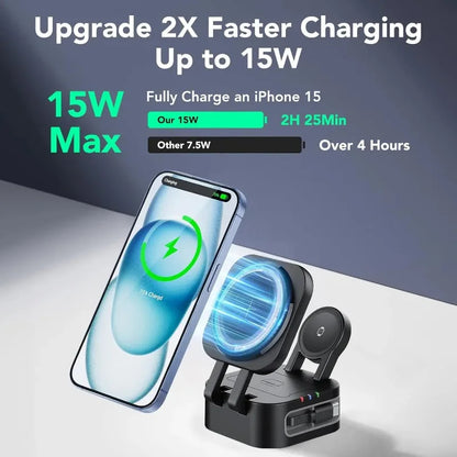 Magnetic 3-in-1 Wireless Charger – Smart Power, Simplified