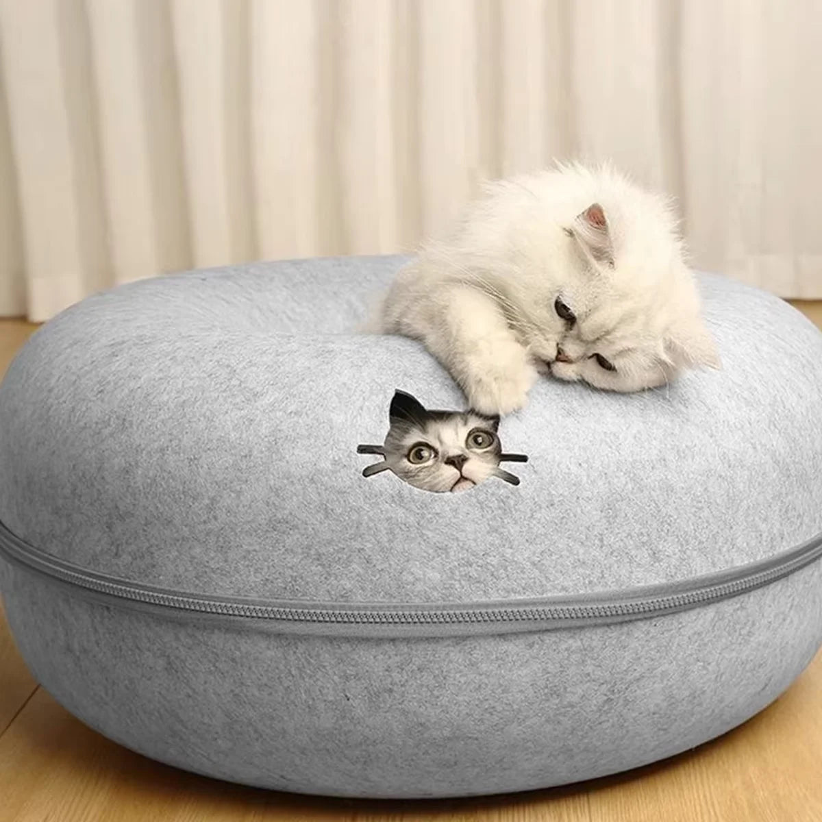 Felt Donut Cat Tunnel Bed – Comfort Meets Play