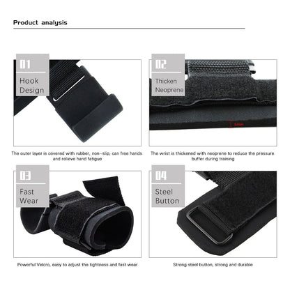Weight Lifting Hooks with Wrist Straps