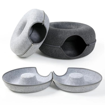 Felt Donut Cat Tunnel Bed – Comfort Meets Play
