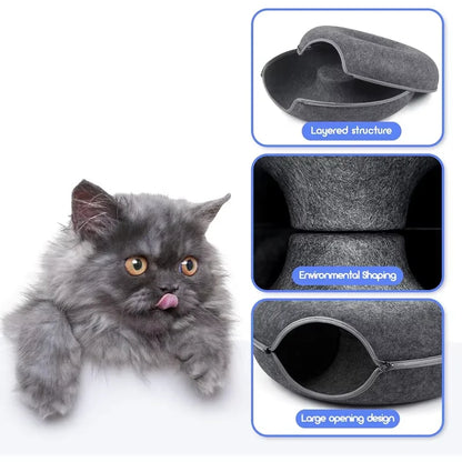 Felt Donut Cat Tunnel Bed – Comfort Meets Play
