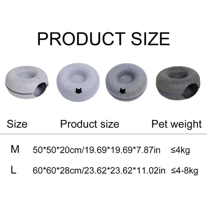 Felt Donut Cat Tunnel Bed – Comfort Meets Play