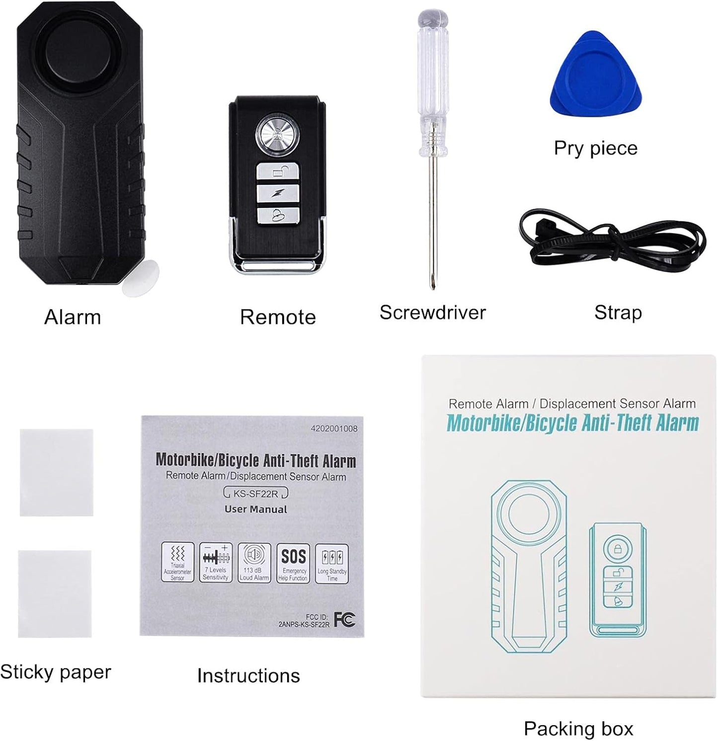 Bicycle Alarms, Bike Alarm, Mobility Scooter Alarms, anti Theft Vibration Alarm for E-Bike Motorcycle Bicycle Tricycle Car E-Scooter Vehicles Door Window, 113Db Super Loud IP65 Waterproof