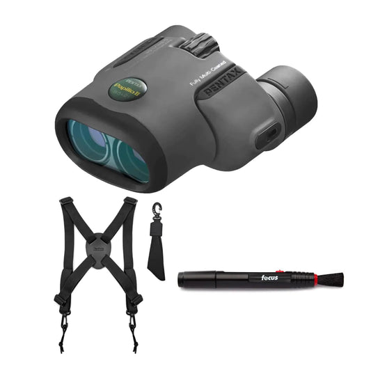 Pentax Papilio II 8.5x21 Porro Prism Binoculars Bundle